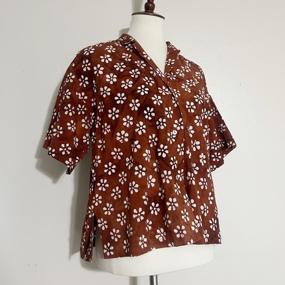 Madewell Bubble-Printed Button-Up CampShirt in Dusty Redwood Size M - Picture 6 of 11